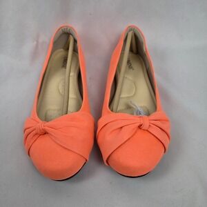 New Women's Faux Suede Ballet Flats Casual Round Toe Knot Slip-on Orange US Sz 7